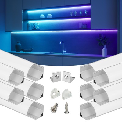 10Pack 3.3FT/1M V Shape LED Channel with Milky White Cover Silver Aluminum LE...