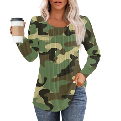 Womens Long Sleeve Tops Fall & Winter Floral Loose Crewneck Shirts Clothes