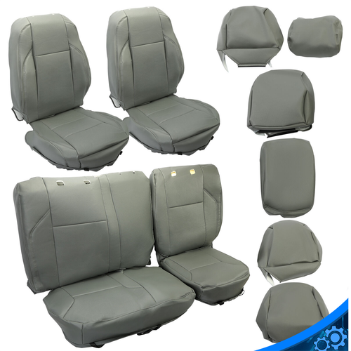 Комплект чехлов для передних и задних сидений серого цвета для Toyota Tacoma Double/Crew Cab 2016-2023