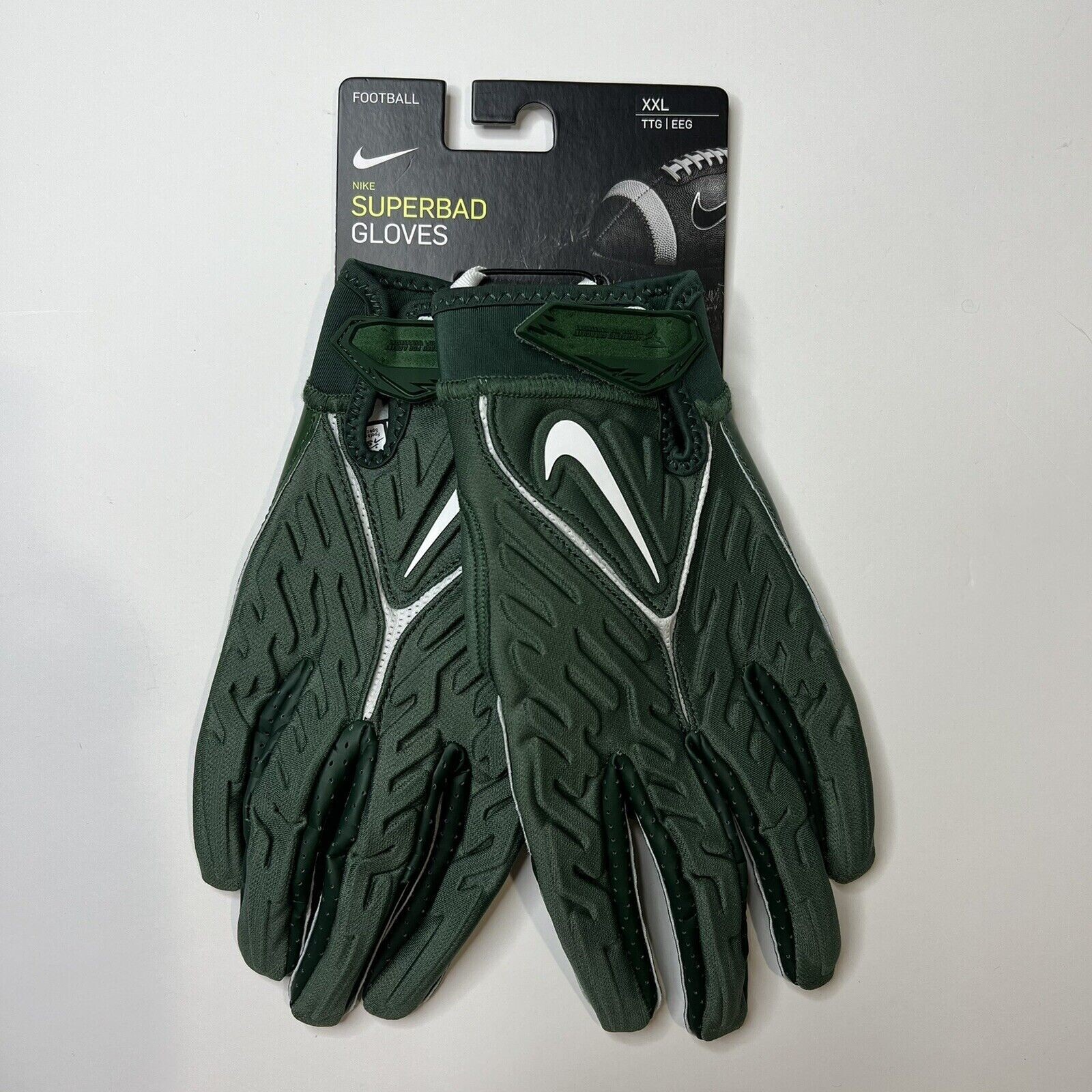 送料無料 新品 NIKE アメフト SUPERBAD GLOVES XXL NWT Nike Superbad 6.0 Men's XXL Dark Green White Adult