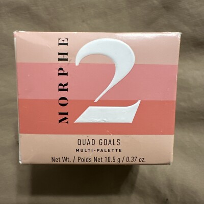 Morphe 2 Quad Goals 4pc Palette Eyes, Cheeks, Lips, Sparkle Peach Swirl Ugly Box