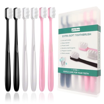 GoldDawn Extra Soft Toothbrush for Sensitive Teeth and Gums， Micro Fur Manual...