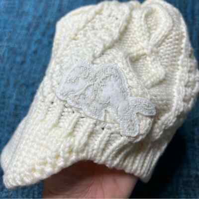 Nike Early 2000s CU Buffs Brim Knit Beanie in White Cream One Size Fits Most