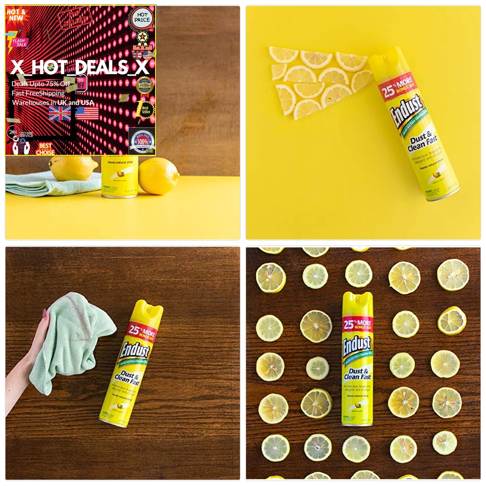 Multi-Surface Dusting and CLEANING SPRAY Lemon Zest+2 Pack+U