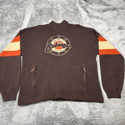 Schott Bros Sweater Mens Large Brown Embroidered NYC Classic