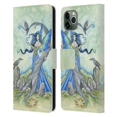 OFFICIAL AMY BROWN ELEMENTAL FAIRIES LEATHER BOOK CASE FOR APPLE iPHONE PHONES