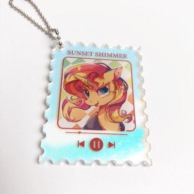 My Little Pony Stamp Theme Starlight Glimmer Sunset Shimmer Acrylic Keychain