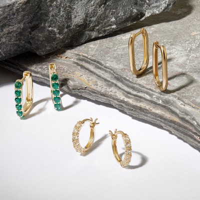 Pre-owned Welry 18mm Oval Hoop Earrings In 14k Yellow Gold