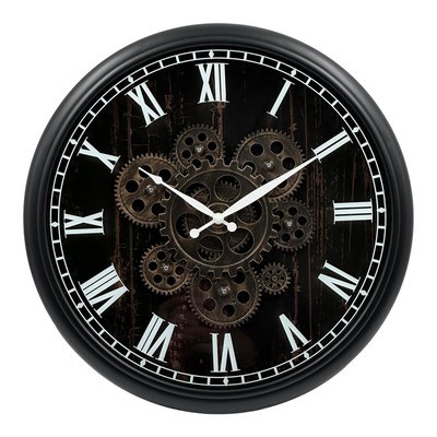Clock With Real Moving Gears, Steampunk Clock, Industrial Wall C...