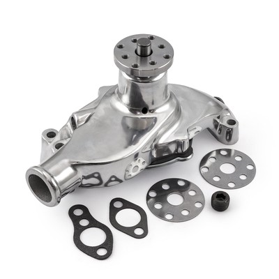 Chevy SBC 350 High Volume Aluminum Short Water Pump w/o Heater Port [Polished]