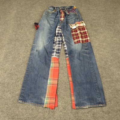 Levis Jeans Womens 18x30 Button Fly 100% Cotton Patch Work Elastic Waist Denim