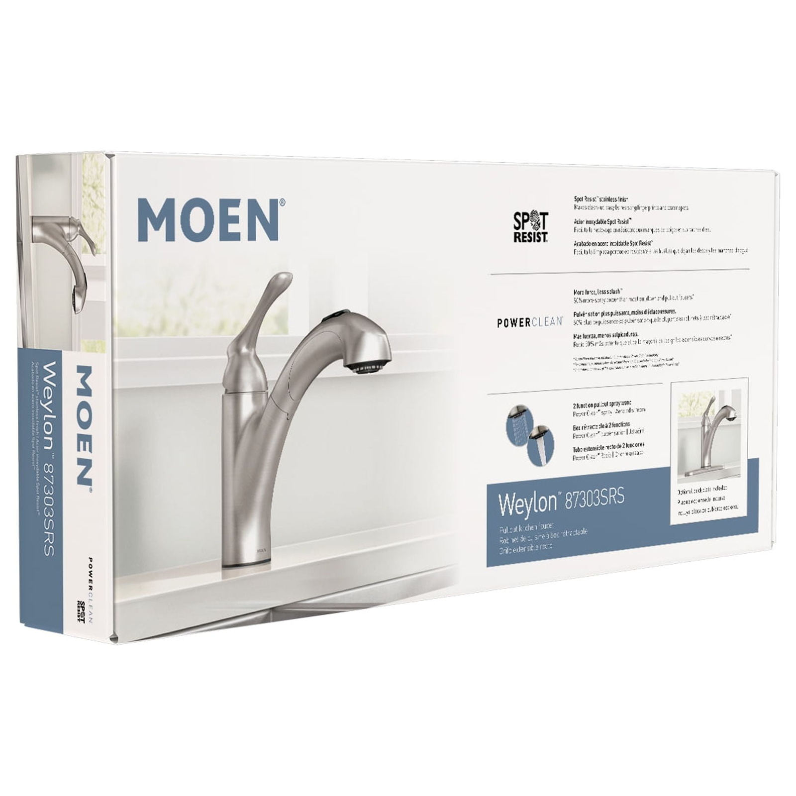 Moen 87303SRS Weylon One-Handle Pullout Kitchen Faucet, Spot Resist Stainless