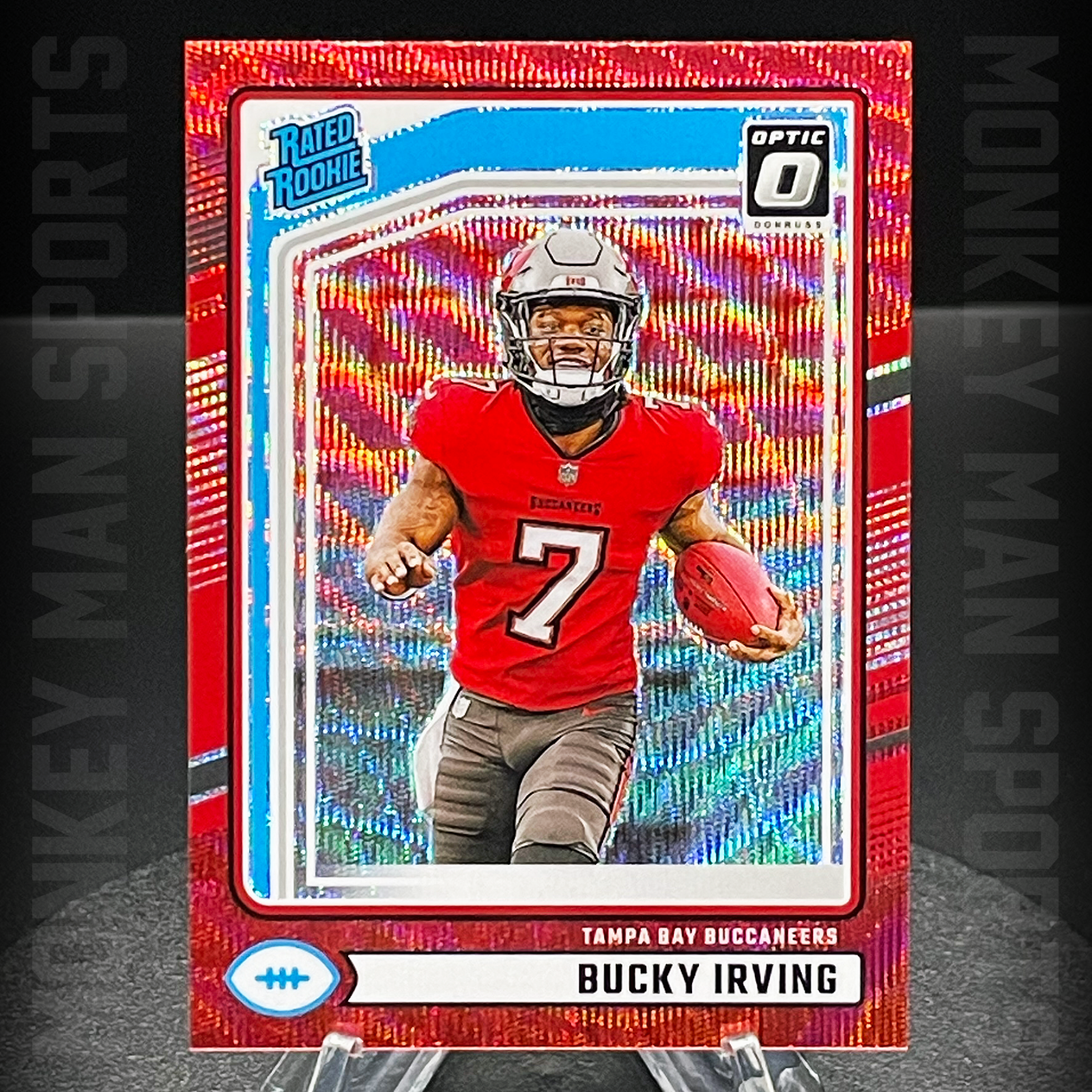 2024 Donruss - Bucky Irving Rated Rookie RC - #301 RED WAVE HOLO BUCCANEERS MINT