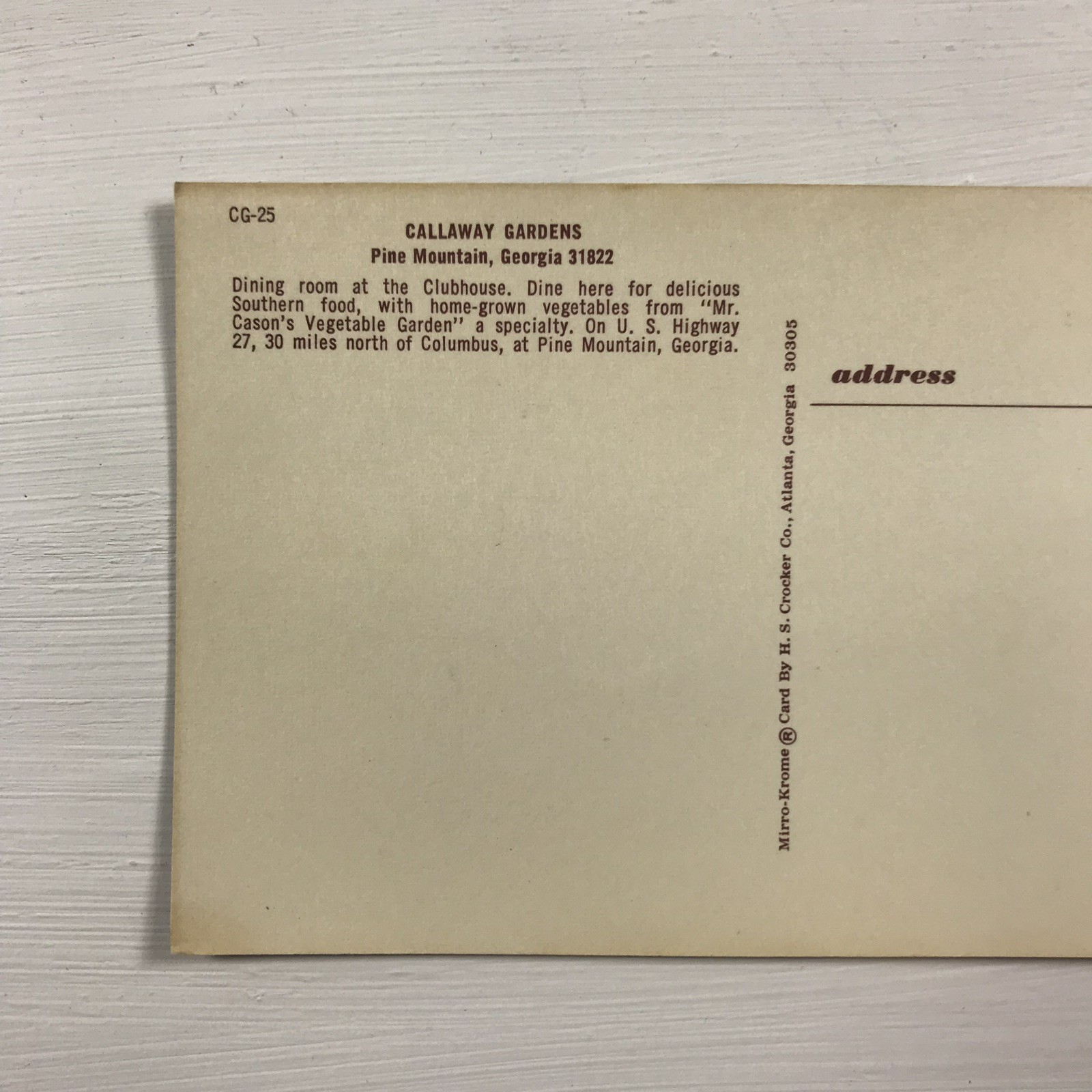 Callaway Gardens Clubhouse Dining Room Pine Mountain Georgia GA Vintage Postcard