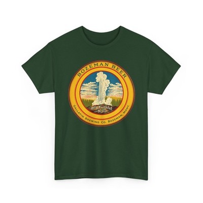 Bozeman Beer Gallatin Brewing Co. MT Pre-Prohibition Old Faithful Brand T-Shirt