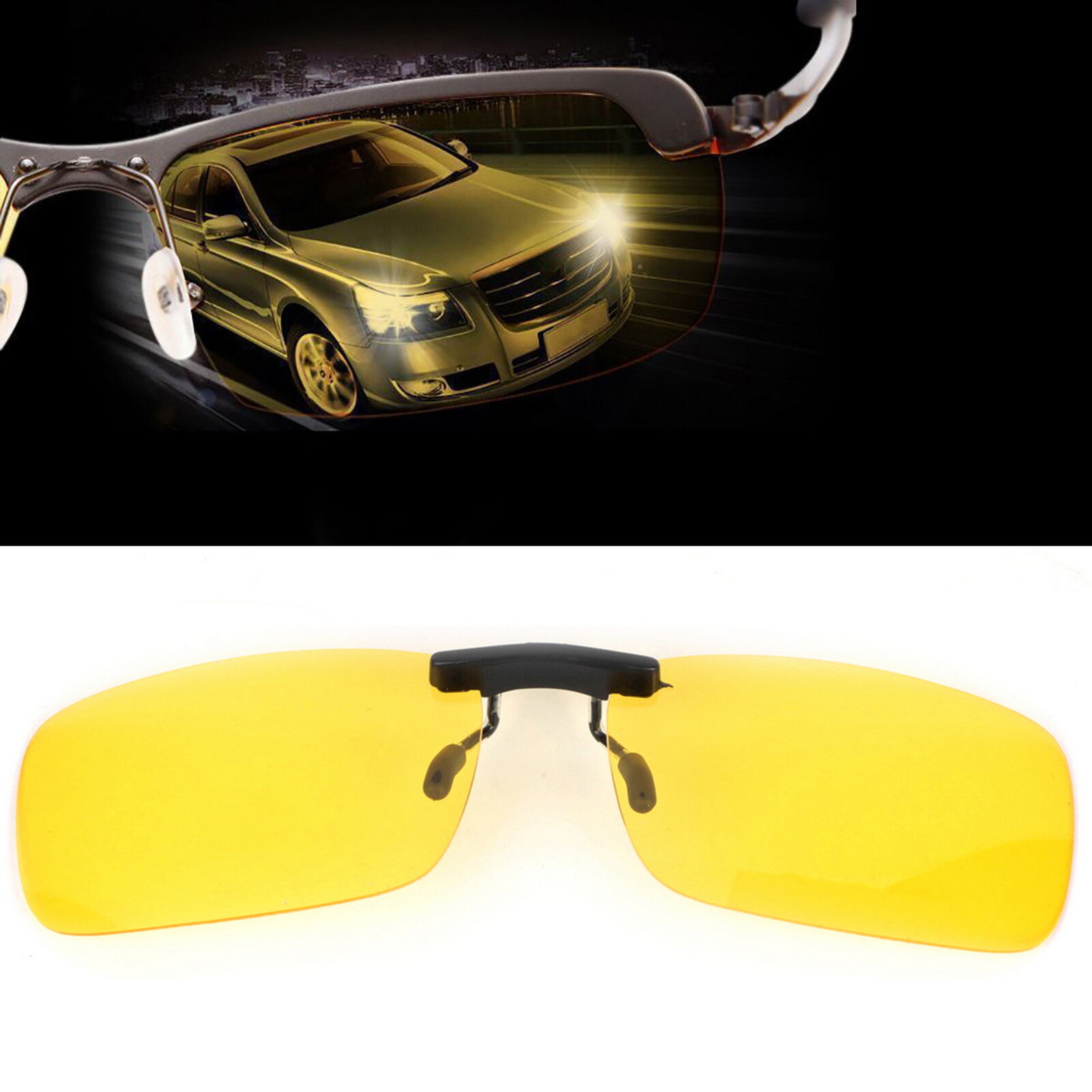 Night Vision Anti Glare Polarized Clip On Driving Glasses Sunglasses UV400 Lens