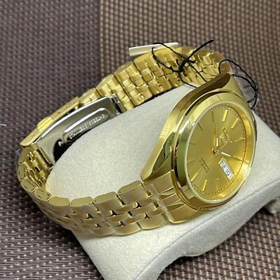 Pre-owned Seiko 5 Snkl28k1 Automatic Gold Tone Stainless Steel Analog Men's Casual Watch