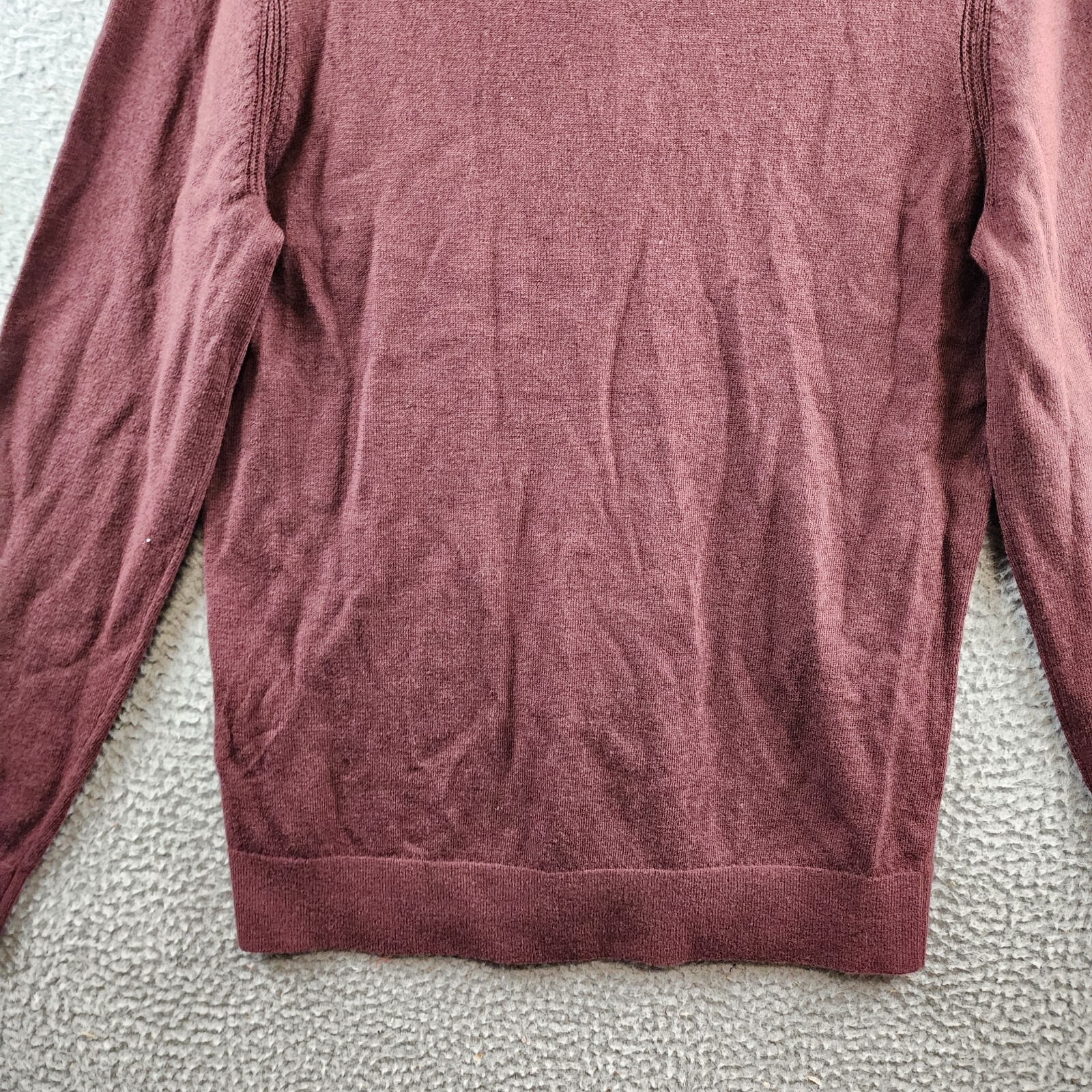 Theory Riland Solid Merino Wool Blend Sweater Men's S Wine Crew Neck Pullover - Picture 14 of 14