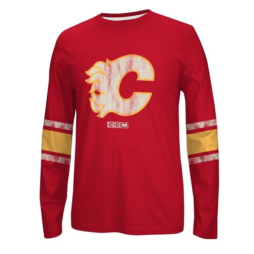 [L85901] Новые мужские кроссовки REEBOK NHL Calgary Flames CCM с длинным рукавом — MSRP $50