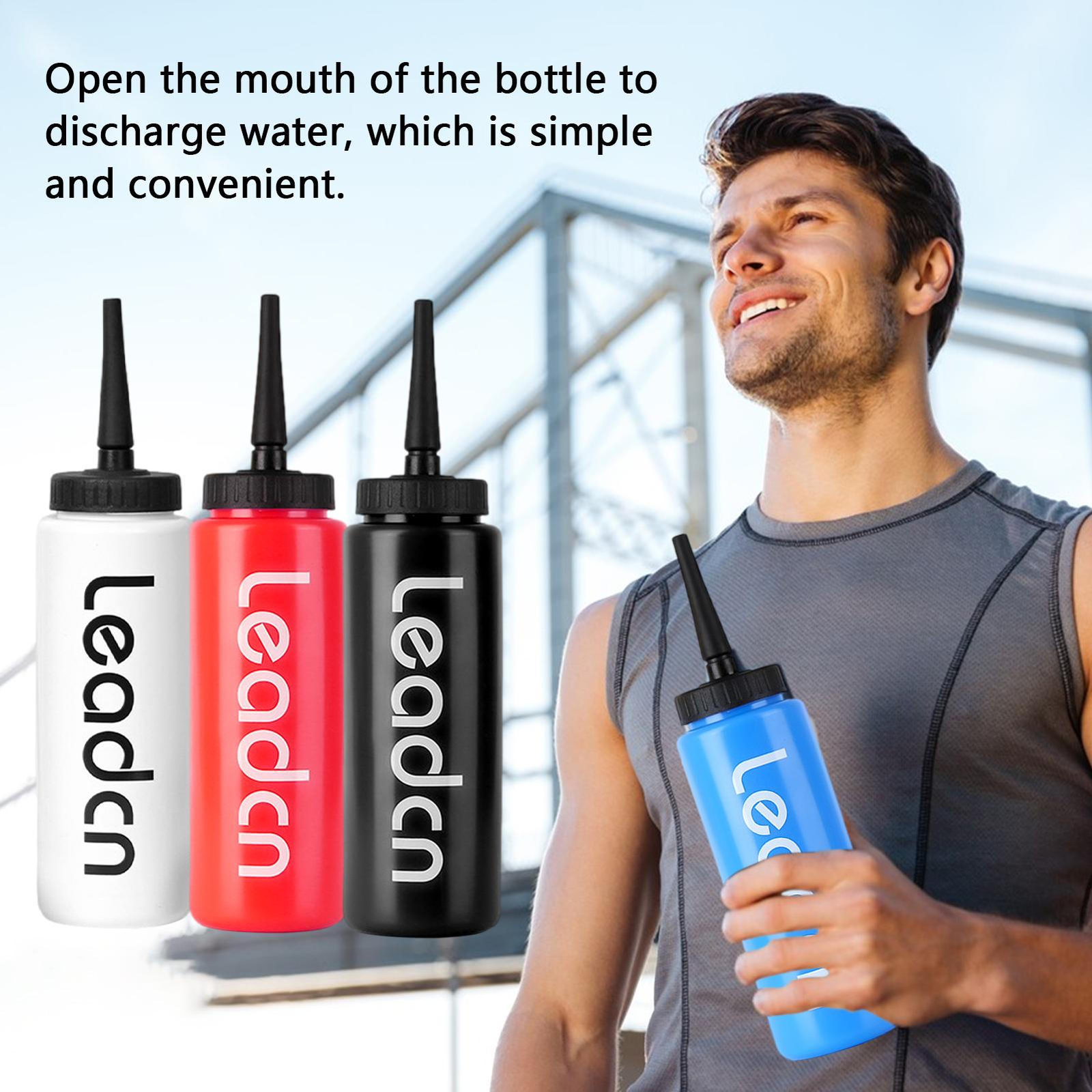 1l Portable Long Straw Sports Water Bottle