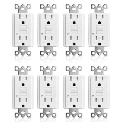 8PK GFCI Outlet 15Amp Plug Tamper Resistant TR WR Receptacle with Wall Plate ETL