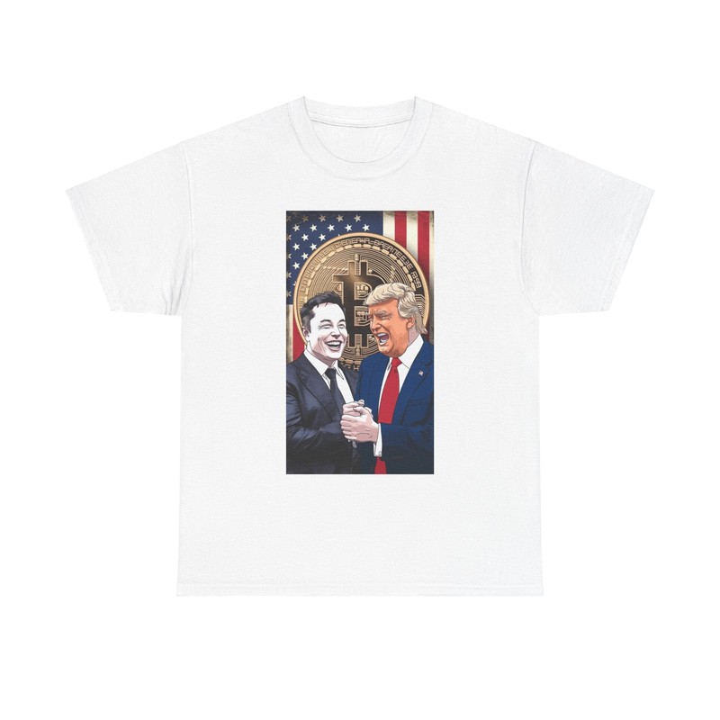 Elon Musk and Donald Trump Together with Bitcoin Coin and