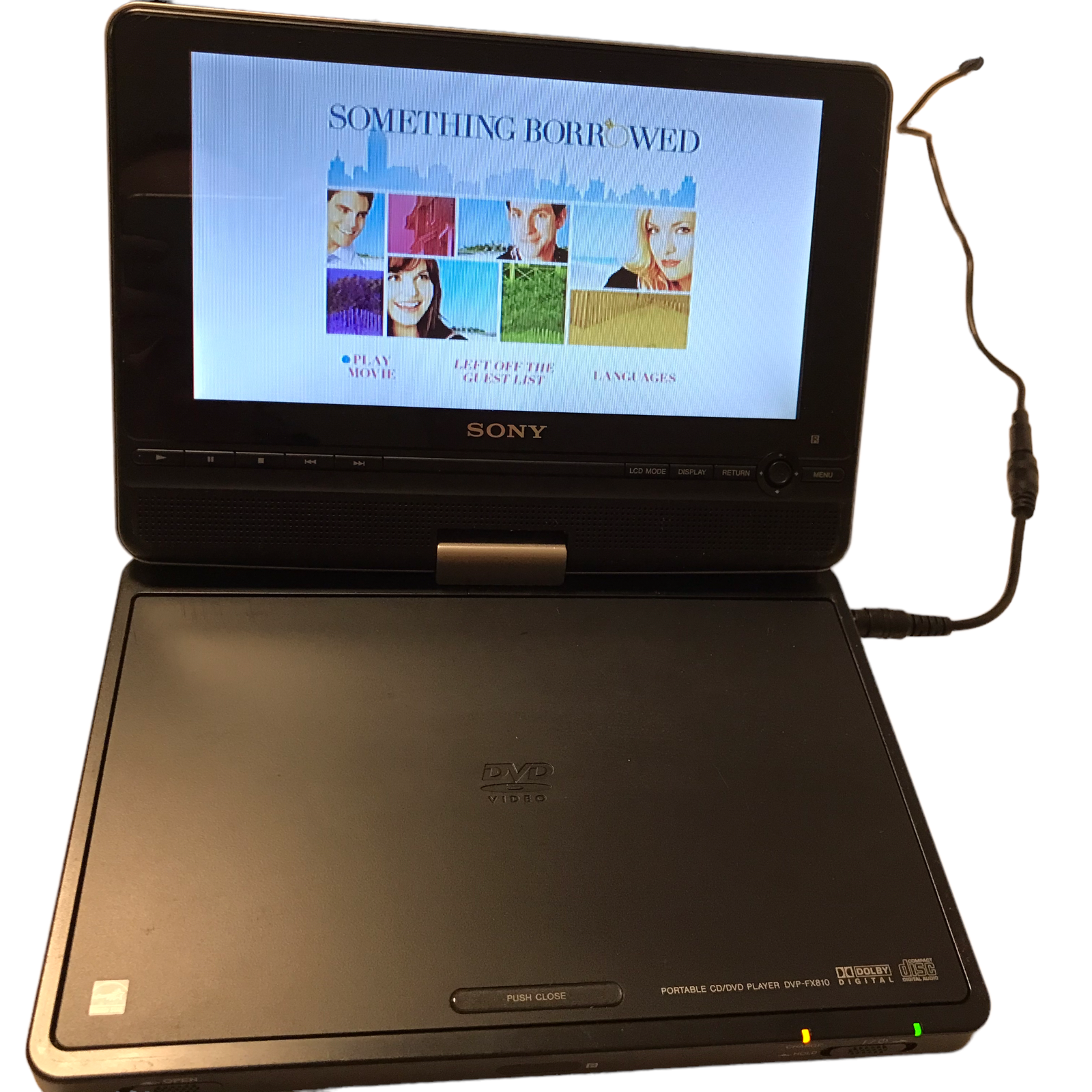 SONY Portable DVD Player, Power Cable Vintage Gray Kids Travel Car Ride DVPFX810 SONY Portable DVD Player, Power Cable Vintage Gray Kids Travel Car Ride DVPFX810