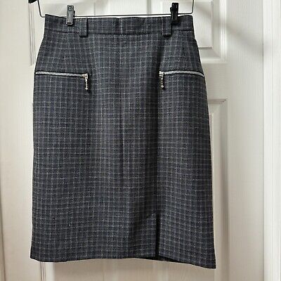 Yessica C&A plaid skirt with zipper details and lined, UK size 14/Euro 40/ US 10
