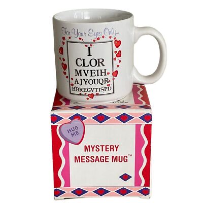 RUSS White Ceramic Mystery Message Mug