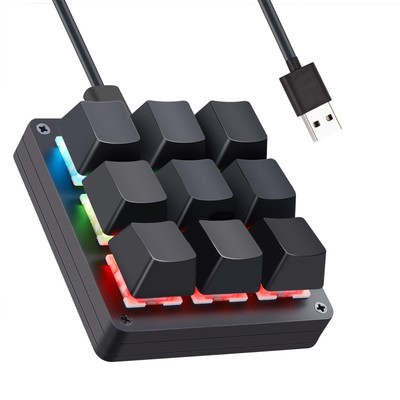 Koolertron Left Hand Device Left Hand Keyboard Mini Keyboard 9 Keys Programmable
