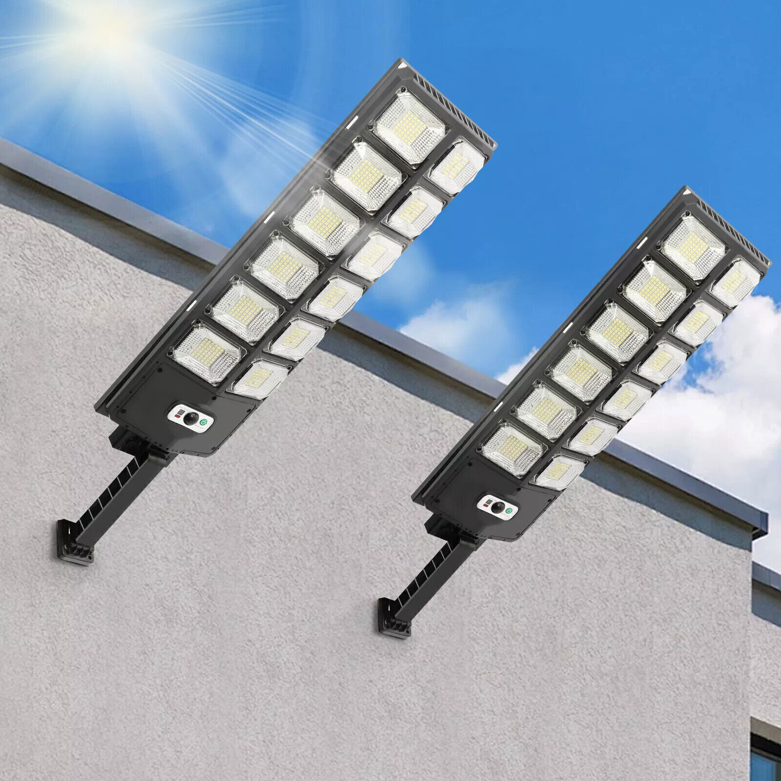 Commercial LED Outdoor Dusk to Dawn Solar Street Light Road Area Lamp USA