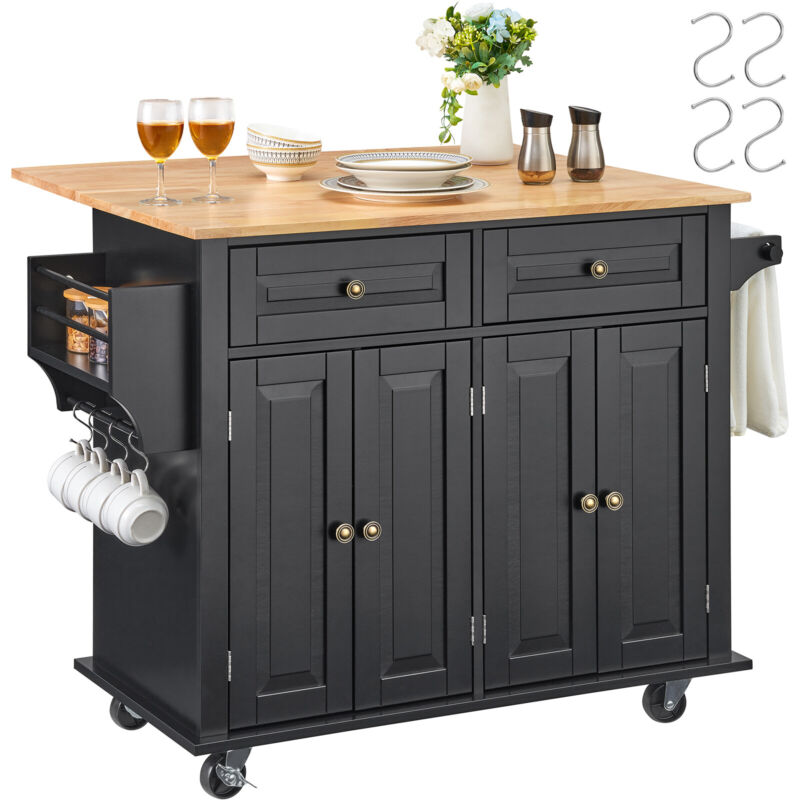 VEVOR Kitchen Island Cart Rolling Storage Cabinet on Wheel with
