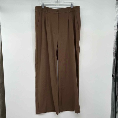 NWT Princess Polly Archer Pants Women's Size 18 Brown Curve Straight High Rise
