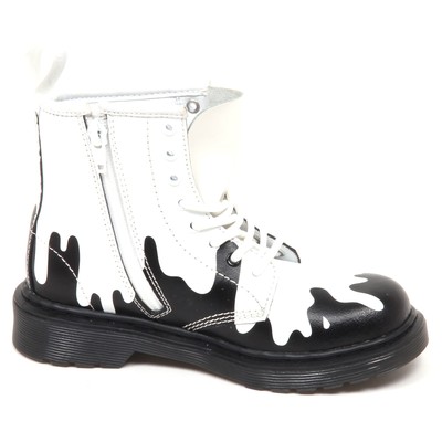 MARTENS nero//grigio boot shoe kid anfibio bimbo DR D3848 without box
