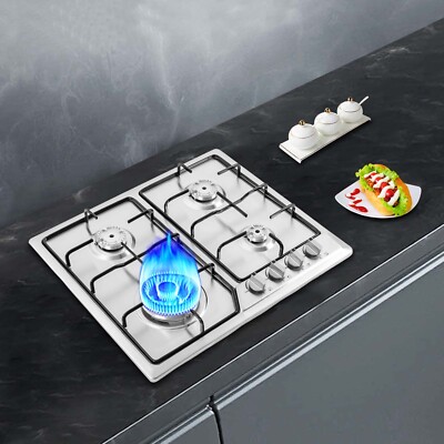 4 Burner Propane Gas Cooktop, 23'' Inch Stainless Steel Built-In Gas Stove Top