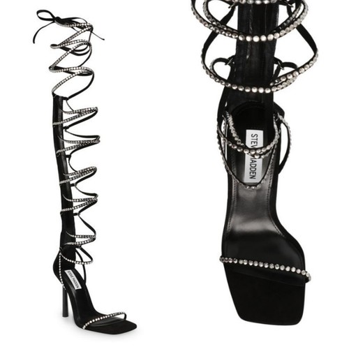 ★Steve Madden★シグネチャー ブラックマルチ ストラップヒール SLEEK Black Multi Rhinestone Slingback Pump | Women's Heels