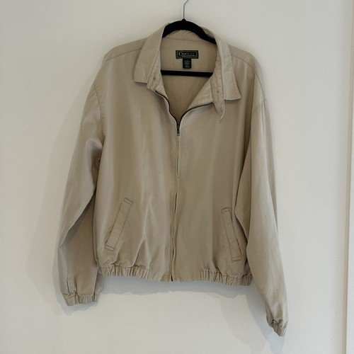 Croft & Barrow Jacket Men's Size XL Extra Large Zipper Tan Cotton Bomber