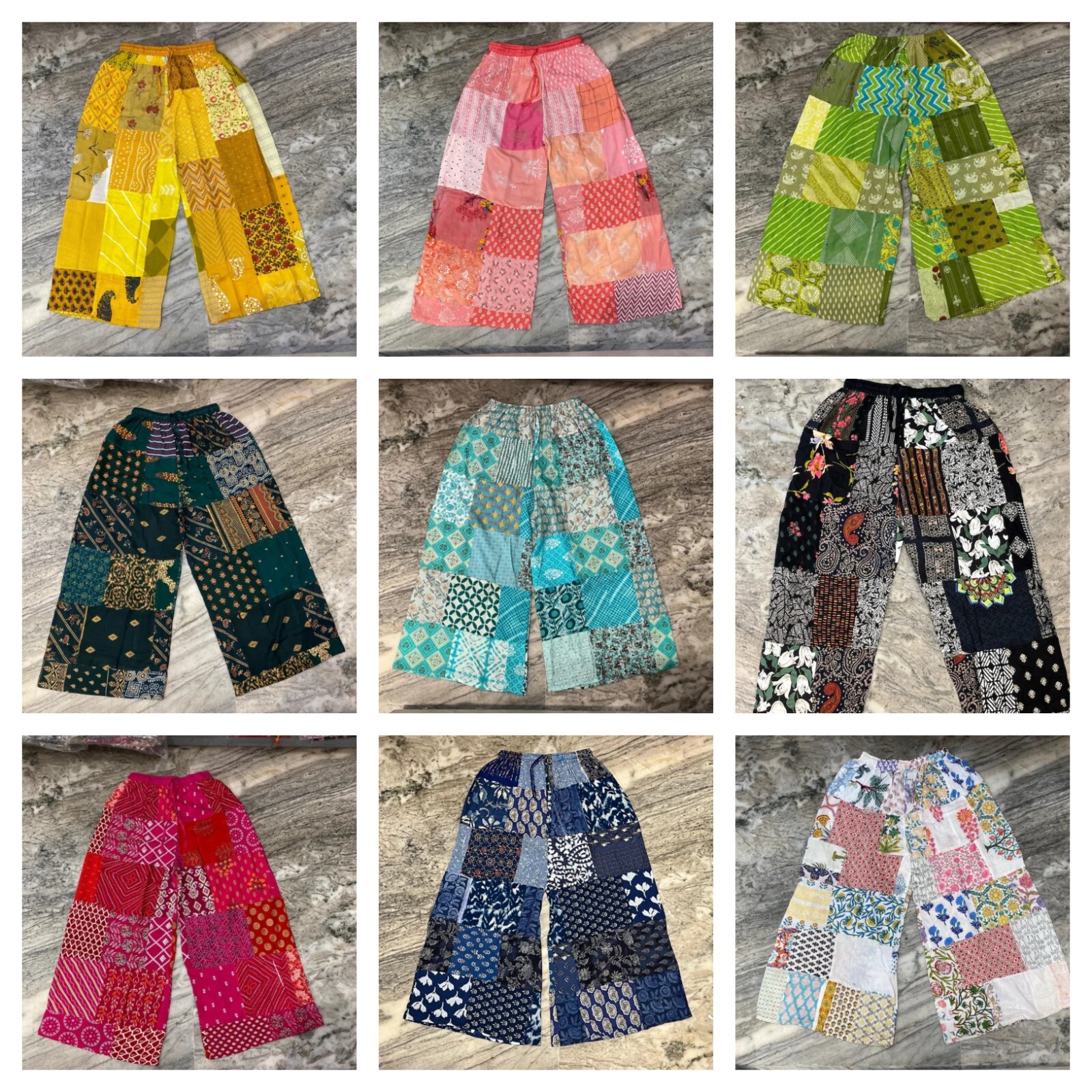 Pre-owned Handmade 20 Pcs Hippie  Unisex Pants, Patchwork Multi Color Beautiful Harem Pant In Multicolor