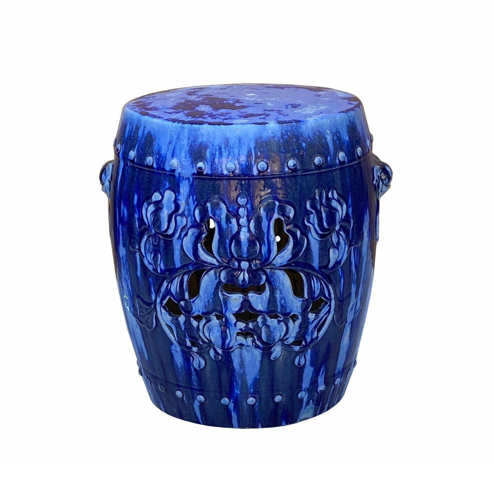Chinese Mixed Blue Round Lotus Clay Ceramic Garden Stool Table cs7061S Chinese Mixed Blue Round Lotus Clay Ceramic Garden Stool Table cs7061S