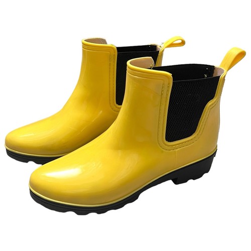 ◆新品未使用◆レインブーツ◆25◆25.5◆39◆ Seven 7 Yellow Waterproof Rubber Designer Ankle Rain Boots