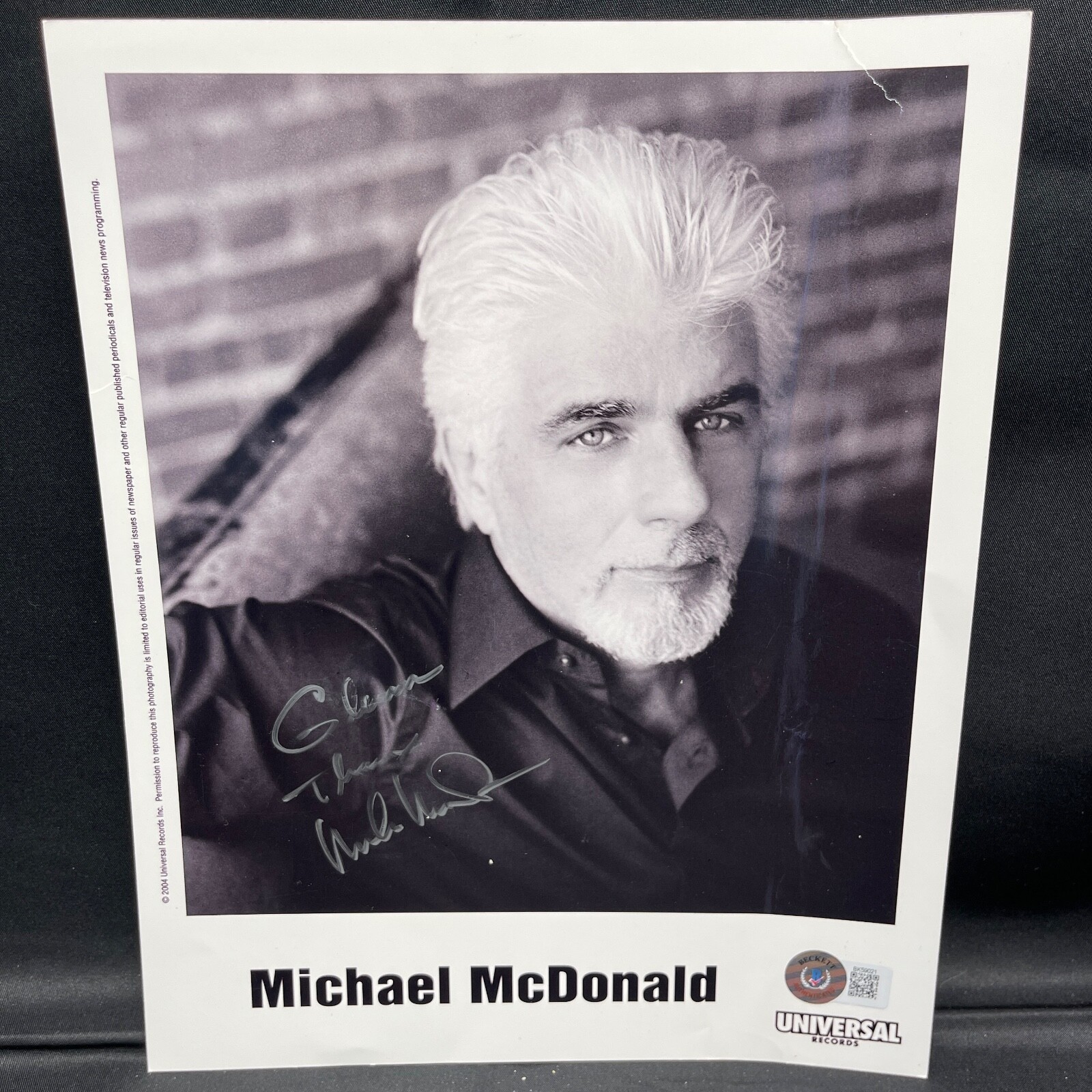 Michael M McDonald Autographed 8x10 Photo With COA Beckett