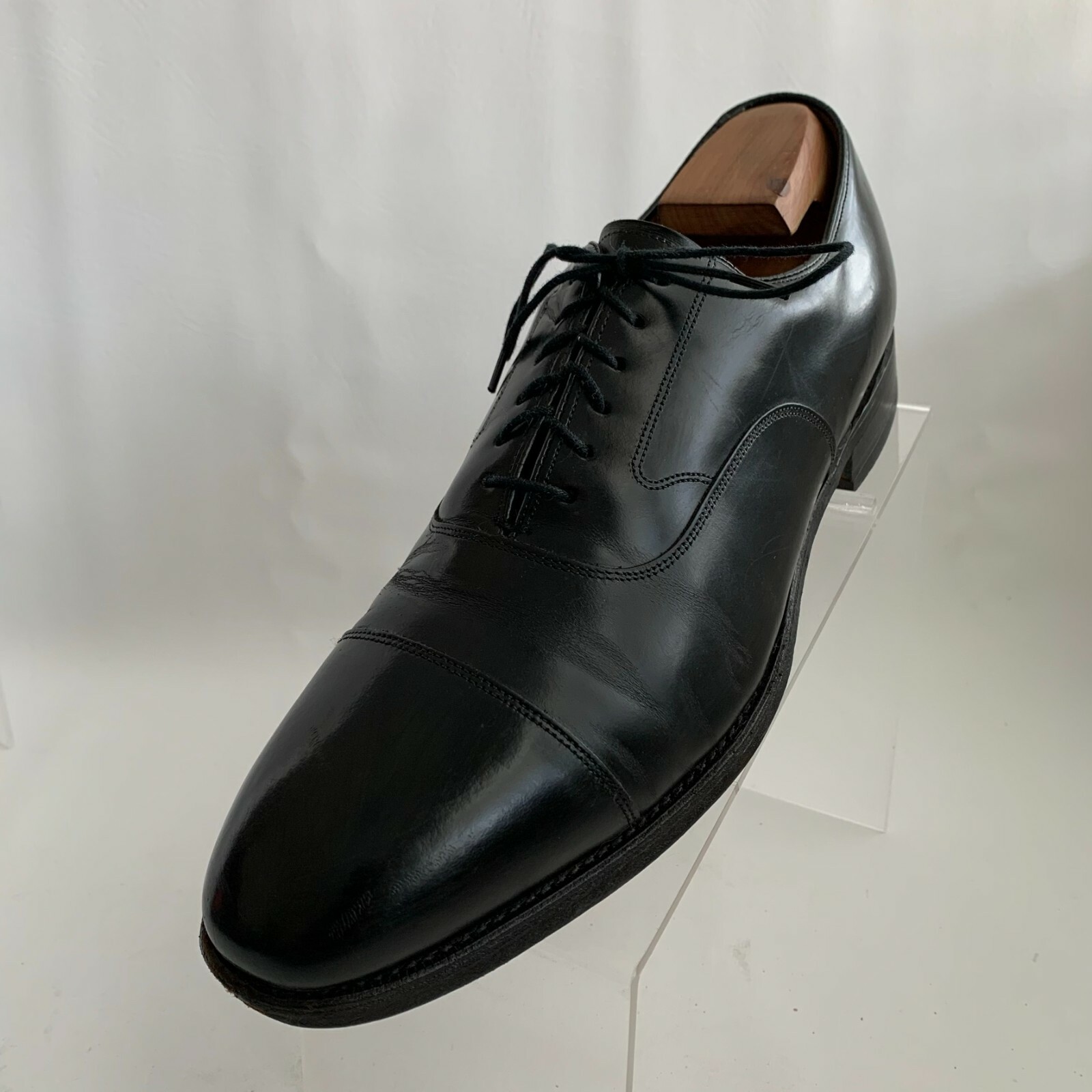 Johnston Murphy Optima Oxford Black Leather Cap Toe Lace Up