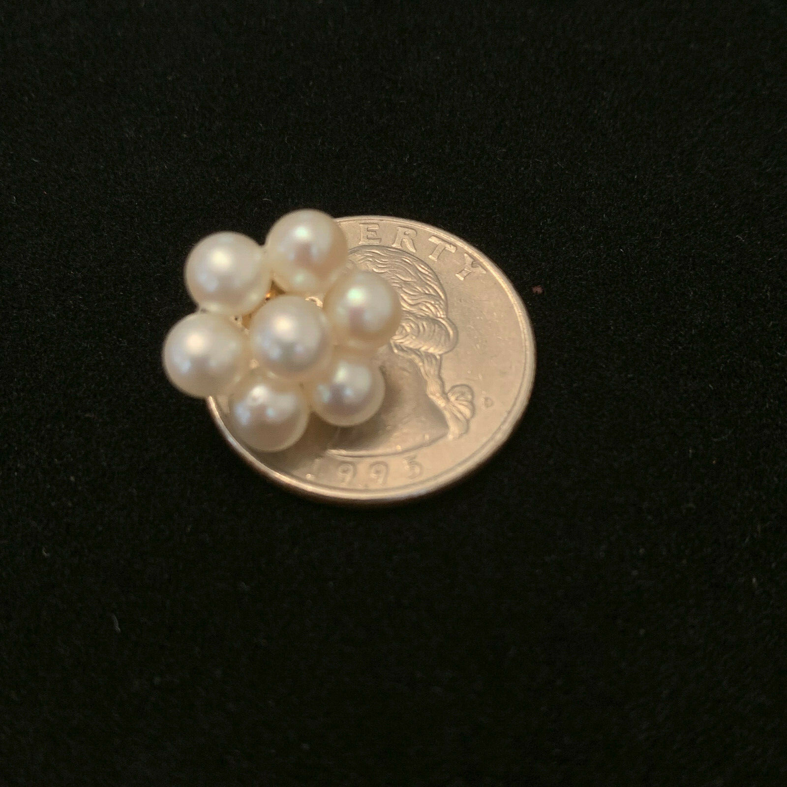 14K Yellow Gold Cultured Freshwater Pearl Cluster Earrings