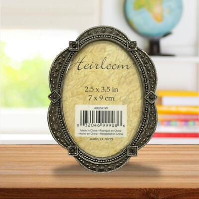 Heirloom Home Trends 2.5x3.5 Picture Frame Loops Pewter Grey Rhinestones