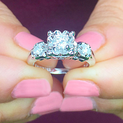 Pre-owned Asw 14k White Gold Round Forever One Moissanite Diamond Engagement Ring Halo 0.75ctw