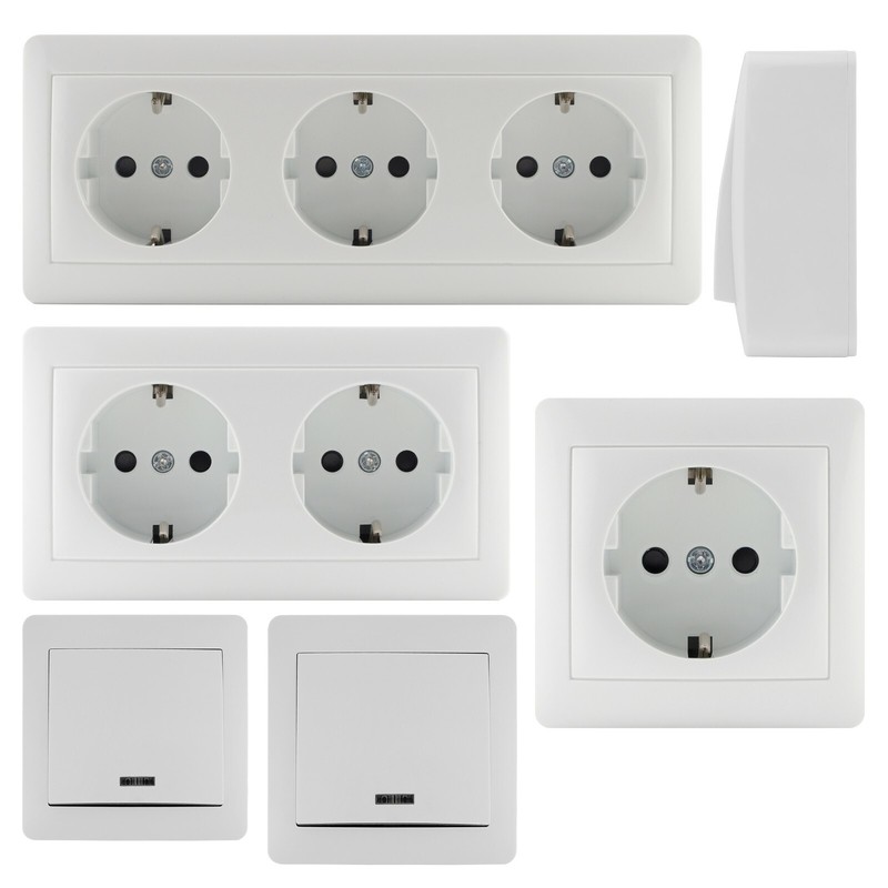 Aufputz Steckdose Wechselschaler Schalter Steckdosen Innenbereich WeiÃ Mit Led