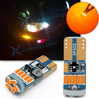 T10 168 194 192 175 2825 LED Side Marker Light Bulbs 3K Amber Canbus Error Free