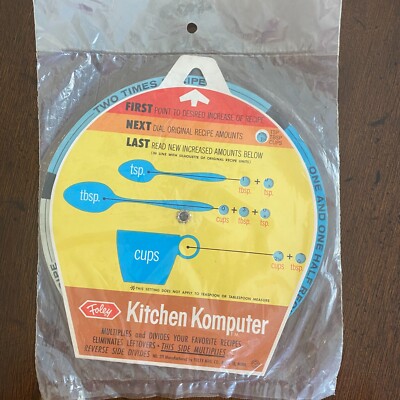 Foley Kitchen Komputer Conversion Wheel Multiplies & Divides Recipe Measurements
