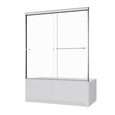 Elegant Bathtub Sliding Shower Door 60'' W x 62'' H with 1/4'' Brushed Nickel