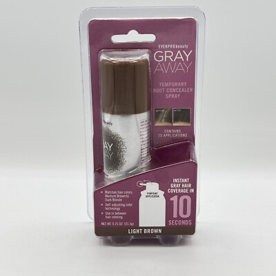 EverPro Gray Away Temporary Root Concealer Spray Light Brown New Sealed